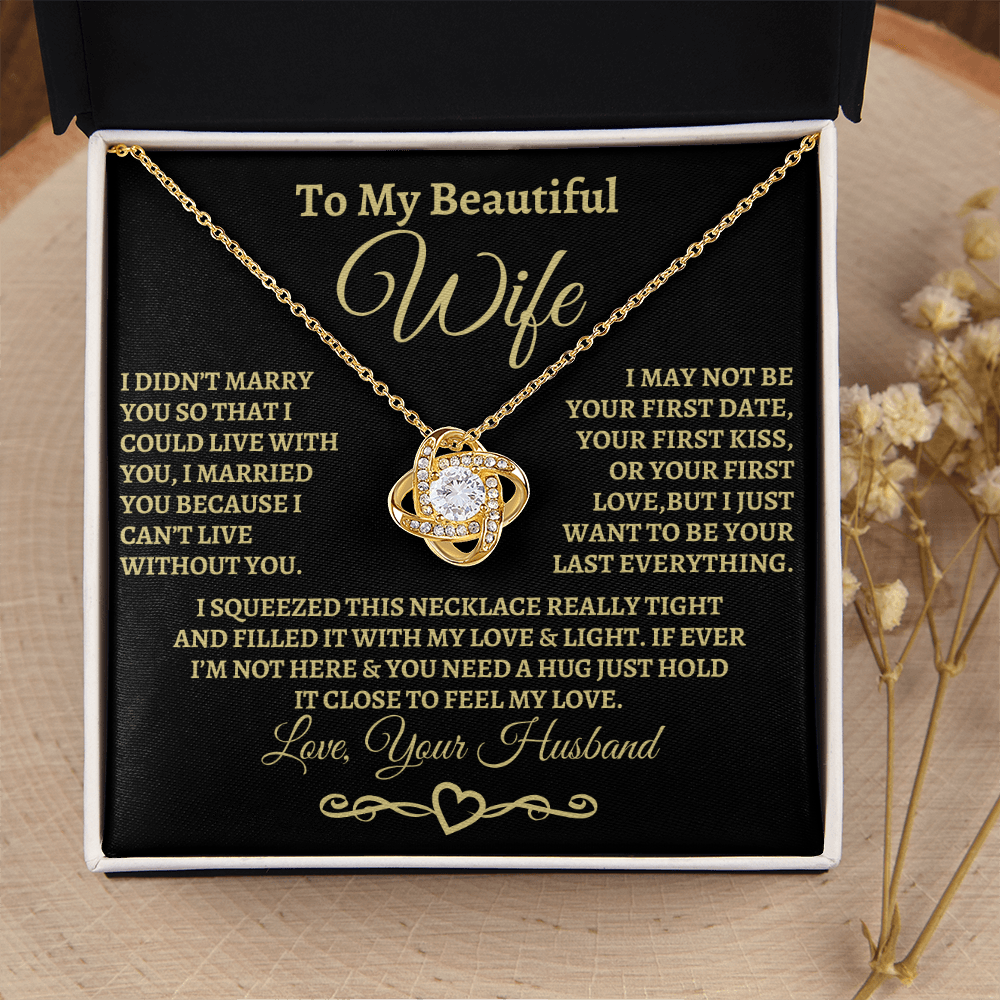 Gift for Wife, I can't imagine life without you. Gold Knot Necklace