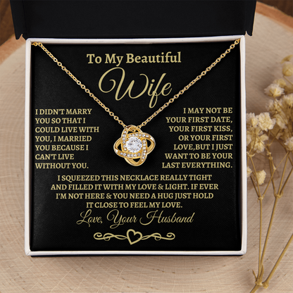 Gift for Wife, I can't imagine life without you. Gold Knot Necklace