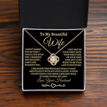 Gift for Wife, I can't imagine life without you. Gold Knot Necklace