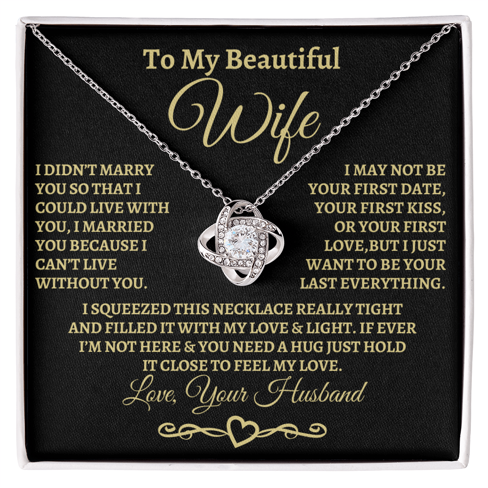 Gift for Wife, I can't imagine life without you. Gold Knot Necklace