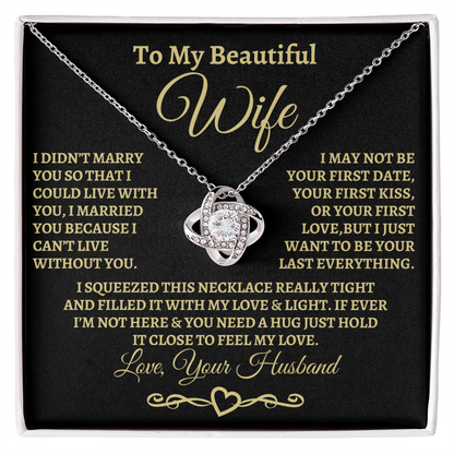 Gift for Wife, I can't imagine life without you. Gold Knot Necklace