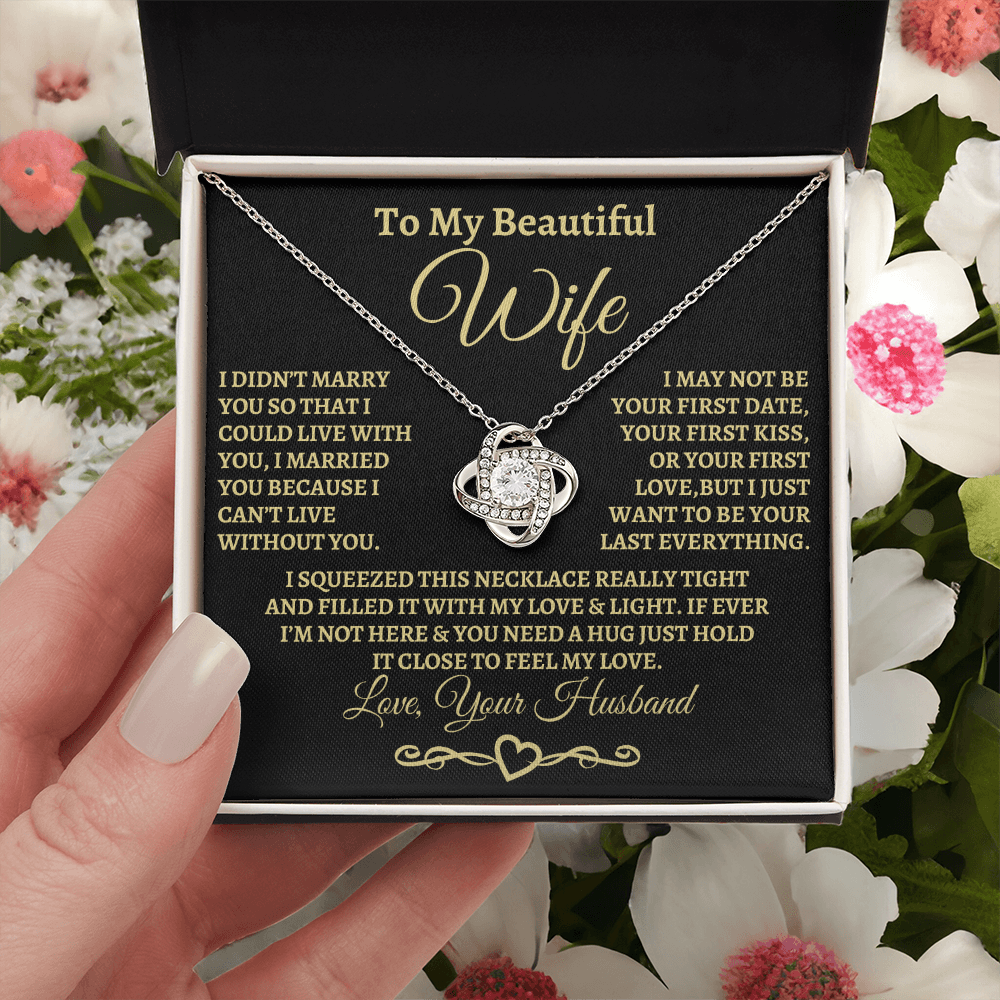 Gift for Wife, I can't imagine life without you. Gold Knot Necklace