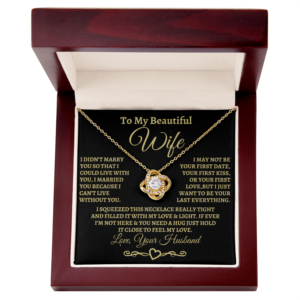 Gift for Wife, I can't imagine life without you. Gold Knot Necklace