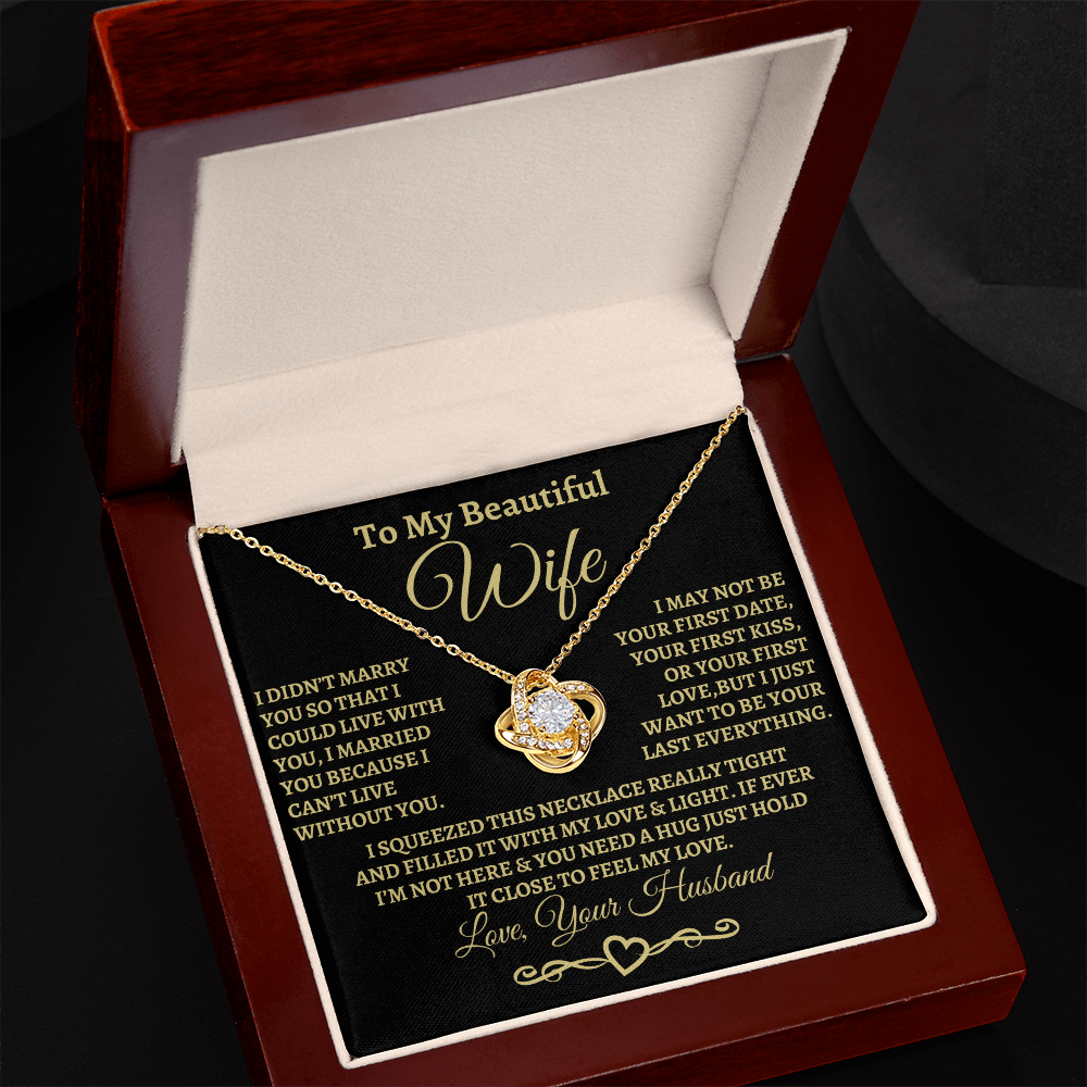 Gift for Wife, I can't imagine life without you. Gold Knot Necklace
