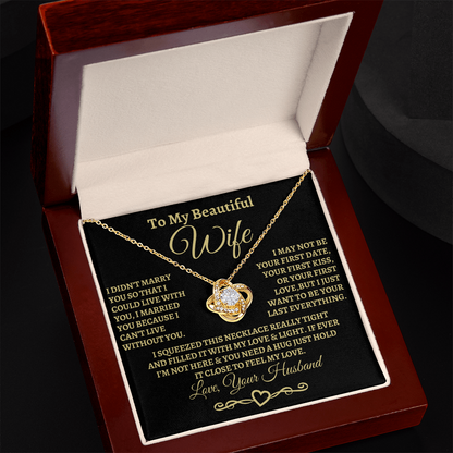 Gift for Wife, I can't imagine life without you. Gold Knot Necklace