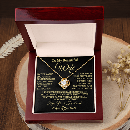Gift for Wife, I can't imagine life without you. Gold Knot Necklace